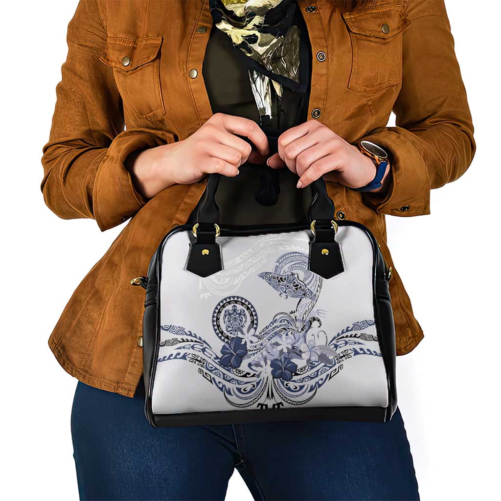 Polynesian Manta Ray Shoulder Handbag Blue Floral Turtle Tattoo LT9 - Polynesian Pride
