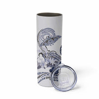 Polynesian Manta Ray Skinny Tumbler Blue Floral Turtle Tattoo LT9 - Polynesian Pride