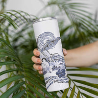 Polynesian Manta Ray Skinny Tumbler Blue Floral Turtle Tattoo LT9 - Polynesian Pride