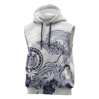 Polynesian Manta Ray Sleeveless Hoodie Blue Floral Turtle Tattoo LT9 Blue - Polynesian Pride