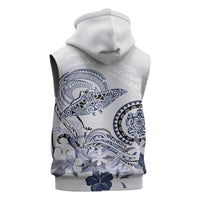 Polynesian Manta Ray Sleeveless Hoodie Blue Floral Turtle Tattoo LT9 - Polynesian Pride