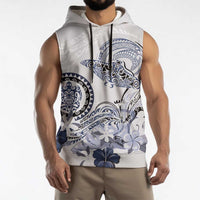 Polynesian Manta Ray Sleeveless Hoodie Blue Floral Turtle Tattoo LT9 - Polynesian Pride