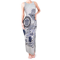 Polynesian Manta Ray Tank Maxi Dress Blue Floral Turtle Tattoo LT9 Women Blue - Polynesian Pride