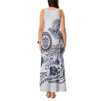 Polynesian Manta Ray Tank Maxi Dress Blue Floral Turtle Tattoo LT9 - Polynesian Pride