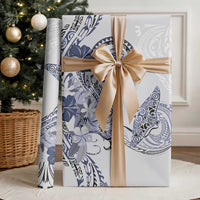 Polynesian Manta Ray Wrapping Paper Blue Floral Turtle Tattoo LT9 - Polynesian Pride
