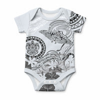 Polynesian Manta Ray Baby Onesie Gray Floral Turtle Tattoo LT9 Gray - Polynesian Pride
