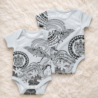 Polynesian Manta Ray Baby Onesie Gray Floral Turtle Tattoo LT9 - Polynesian Pride