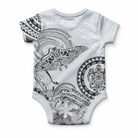 Polynesian Manta Ray Baby Onesie Gray Floral Turtle Tattoo LT9 - Polynesian Pride