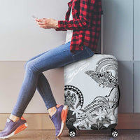 Polynesian Manta Ray Luggage Cover Gray Floral Turtle Tattoo LT9 - Polynesian Pride