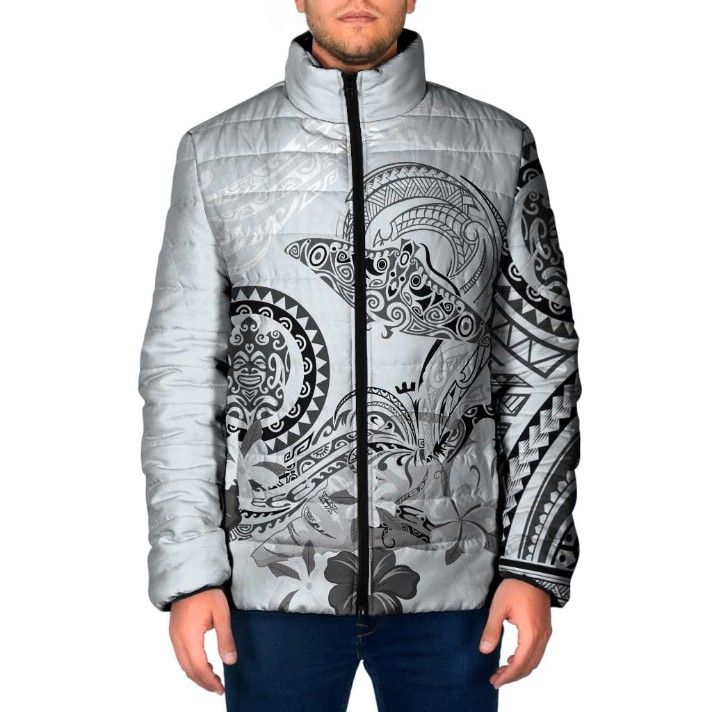 Polynesian Manta Ray Padded Jacket Gray Floral Turtle Tattoo LT9 Men Gray - Polynesian Pride
