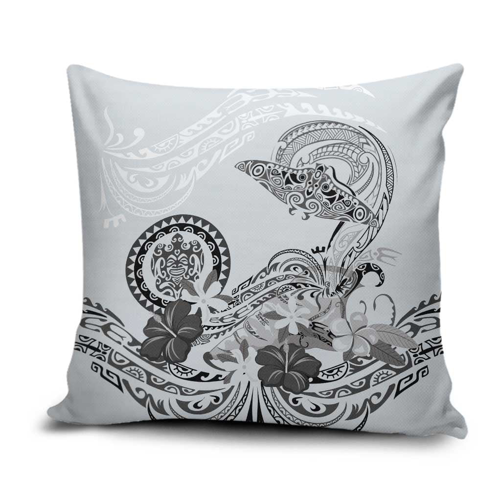 Polynesian Manta Ray Pillow Cover Gray Floral Turtle Tattoo LT9 Gray - Polynesian Pride