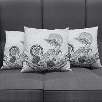 Polynesian Manta Ray Pillow Cover Gray Floral Turtle Tattoo LT9 - Polynesian Pride