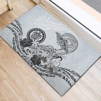 Polynesian Manta Ray Rubber Doormat Gray Floral Turtle Tattoo LT9 - Polynesian Pride