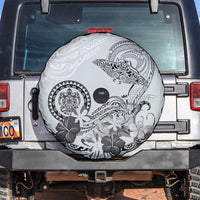 Polynesian Manta Ray Spare Tire Cover Gray Floral Turtle Tattoo LT9 Gray - Polynesian Pride