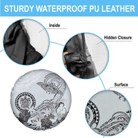 Polynesian Manta Ray Spare Tire Cover Gray Floral Turtle Tattoo LT9 - Polynesian Pride