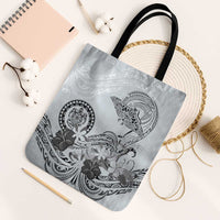 Polynesian Manta Ray Tote Bag Gray Floral Turtle Tattoo LT9 Black Strap One Size Gray - Polynesian Pride