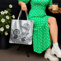 Polynesian Manta Ray Tote Bag Gray Floral Turtle Tattoo LT9 - Polynesian Pride