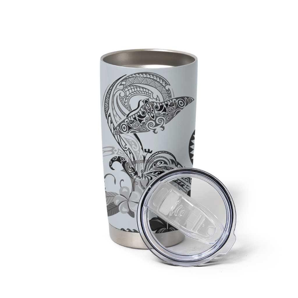 Polynesian Manta Ray Tumbler Cup Gray Floral Turtle Tattoo LT9 - Polynesian Pride