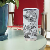 Polynesian Manta Ray Tumbler Cup Gray Floral Turtle Tattoo LT9 - Polynesian Pride