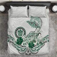 Polynesian Manta Ray Bedding Set Green Floral Turtle Tattoo LT9 Green - Polynesian Pride