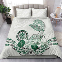 Polynesian Manta Ray Bedding Set Green Floral Turtle Tattoo LT9 - Polynesian Pride