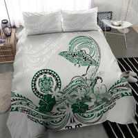 Polynesian Manta Ray Bedding Set Green Floral Turtle Tattoo LT9 - Polynesian Pride