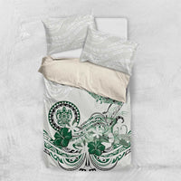 Polynesian Manta Ray Bedding Set Green Floral Turtle Tattoo LT9 US Twin 172cm x 218cm Green - Polynesian Pride