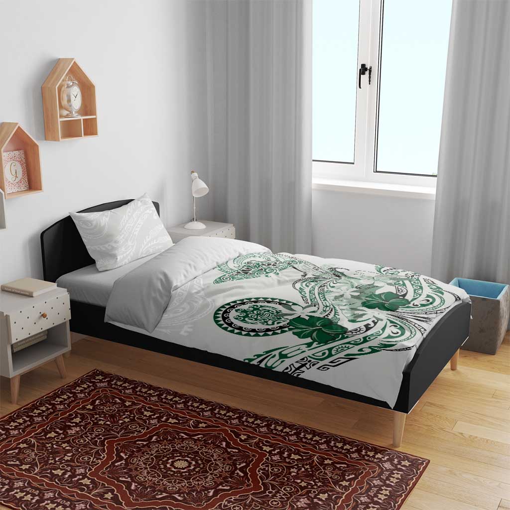 Polynesian Manta Ray Bedding Set Green Floral Turtle Tattoo LT9 - Polynesian Pride
