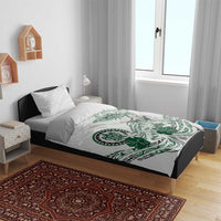 Polynesian Manta Ray Bedding Set Green Floral Turtle Tattoo LT9 - Polynesian Pride