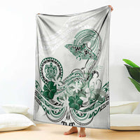 Polynesian Manta Ray Blanket Green Floral Turtle Tattoo LT9 - Polynesian Pride
