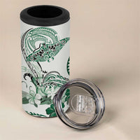 Polynesian Manta Ray 4 in 1 Can Cooler Tumbler Green Floral Turtle Tattoo LT9 - Polynesian Pride