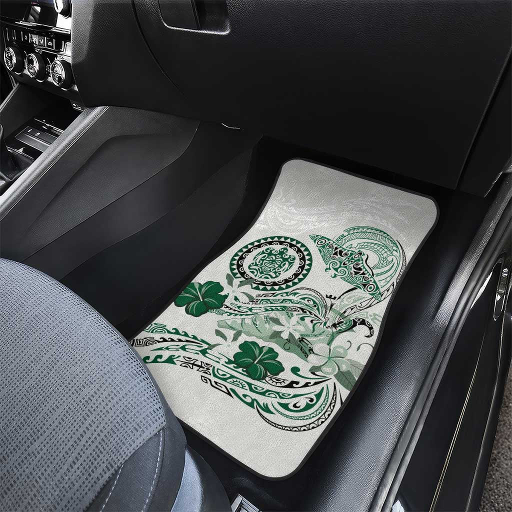 Polynesian Manta Ray Car Mats Green Floral Turtle Tattoo LT9 - Polynesian Pride