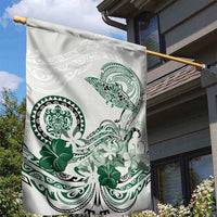 Polynesian Manta Ray Garden Flag Green Floral Turtle Tattoo LT9 - Polynesian Pride
