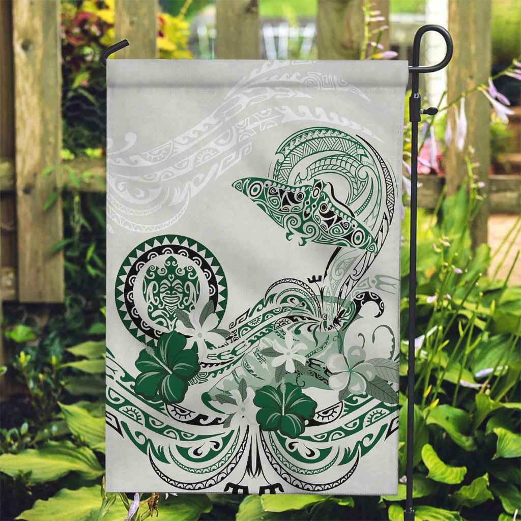 Polynesian Manta Ray Garden Flag Green Floral Turtle Tattoo LT9 Garden Flag Green - Polynesian Pride