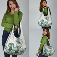 Polynesian Manta Ray Grocery Bag Green Floral Turtle Tattoo LT9 - Polynesian Pride