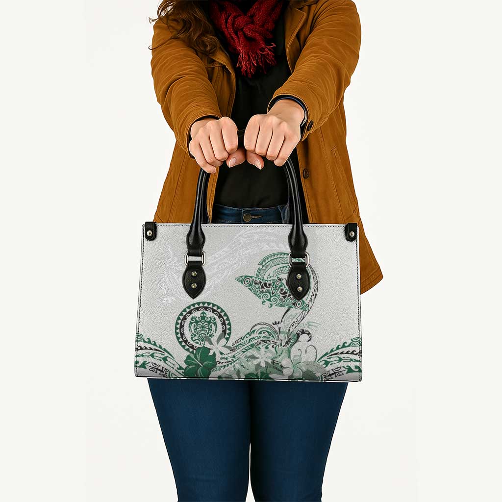 Polynesian Manta Ray Leather Bag Green Floral Turtle Tattoo LT9 - Polynesian Pride