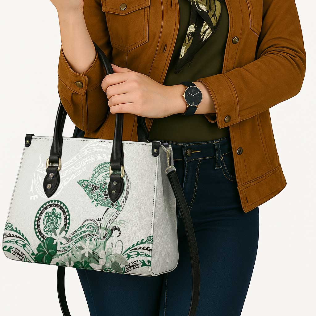 Polynesian Manta Ray Leather Bag Green Floral Turtle Tattoo LT9 - Polynesian Pride