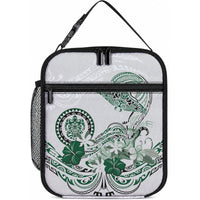 Polynesian Manta Ray Lunch Bag Green Floral Turtle Tattoo LT9 10.2 × 8.3 × 4.3 inch Green - Polynesian Pride