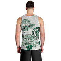 Polynesian Manta Ray Men Tank Top Green Floral Turtle Tattoo LT9 - Polynesian Pride