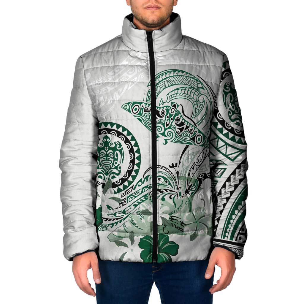 Polynesian Manta Ray Padded Jacket Green Floral Turtle Tattoo LT9 Men Green - Polynesian Pride