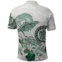 Polynesian Manta Ray Polo Shirt Green Floral Turtle Tattoo LT9 - Polynesian Pride