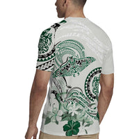 Polynesian Manta Ray Rugby Jersey Green Floral Turtle Tattoo LT9 - Polynesian Pride