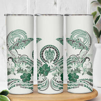 Polynesian Manta Ray Skinny Tumbler Green Floral Turtle Tattoo LT9 - Polynesian Pride