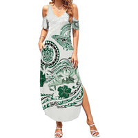 Polynesian Manta Ray Summer Maxi Dress Green Floral Turtle Tattoo LT9 Women Green - Polynesian Pride