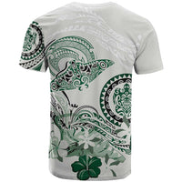 Polynesian Manta Ray T Shirt Green Floral Turtle Tattoo LT9 - Polynesian Pride