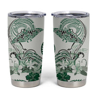 Polynesian Manta Ray Tumbler Cup Green Floral Turtle Tattoo LT9 Green - Polynesian Pride