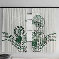 Polynesian Manta Ray Window Curtain Green Floral Turtle Tattoo LT9 With Hooks Green - Polynesian Pride