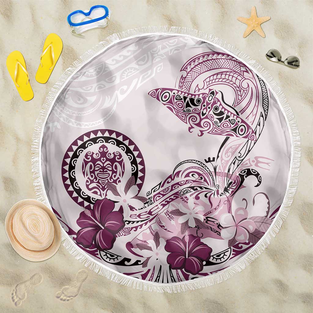 Polynesian Manta Ray Beach Blanket Pink Floral Turtle Tattoo LT9 One Size 150cm Pink - Polynesian Pride