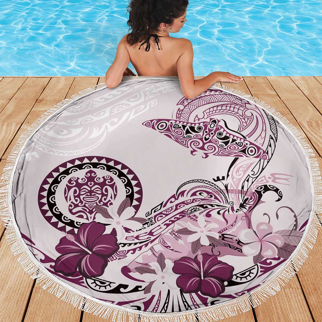 Polynesian Manta Ray Beach Blanket Pink Floral Turtle Tattoo LT9 - Polynesian Pride