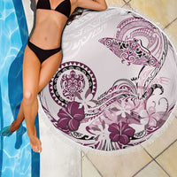Polynesian Manta Ray Beach Blanket Pink Floral Turtle Tattoo LT9 - Polynesian Pride